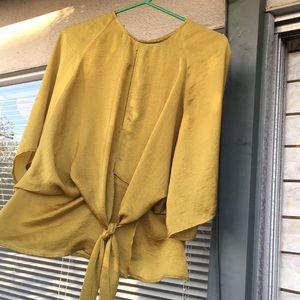 Topshop olive green/yellow blouse! US 6, UK 10